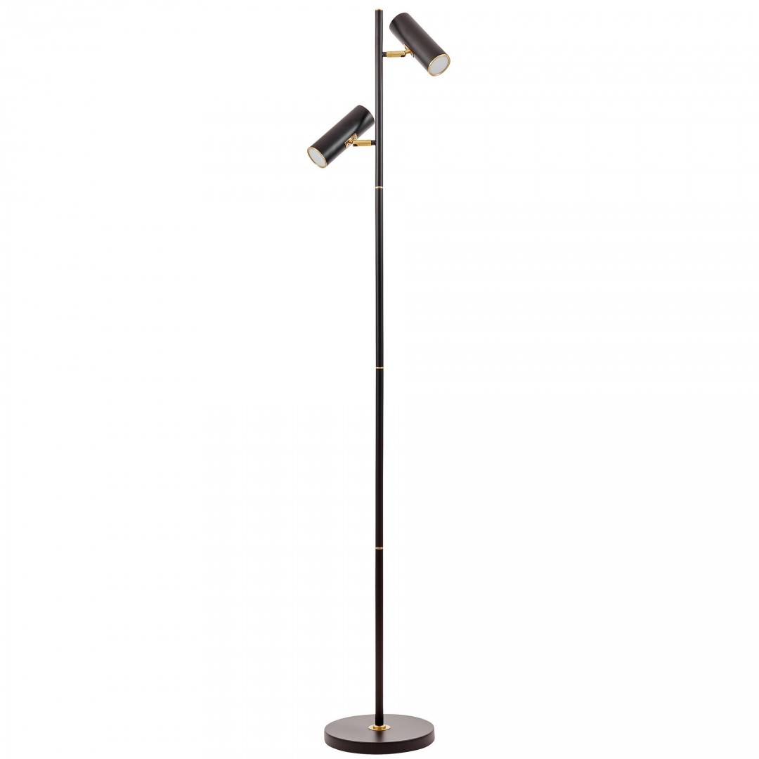 LAMPA STOJĄCA PODŁOGOWA CZARNO-ZŁOTA SZCZOTKOWANA MIRA LUMINA DECO