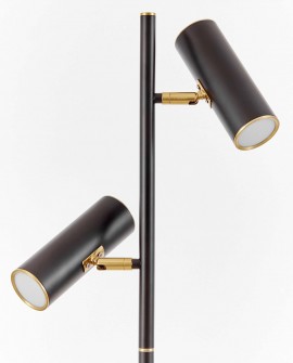 LAMPA STOJĄCA PODŁOGOWA CZARNO-ZŁOTA SZCZOTKOWANA MIRA LUMINA DECO