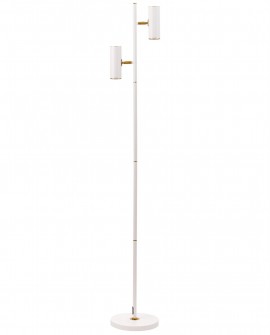 Podłogowa lampa MIRA w nowoczesnym stylu z dwoma białymi cylindrycznymi kloszami