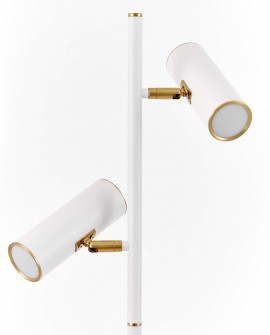Podłogowa lampa MIRA w nowoczesnym stylu z dwoma białymi cylindrycznymi kloszami