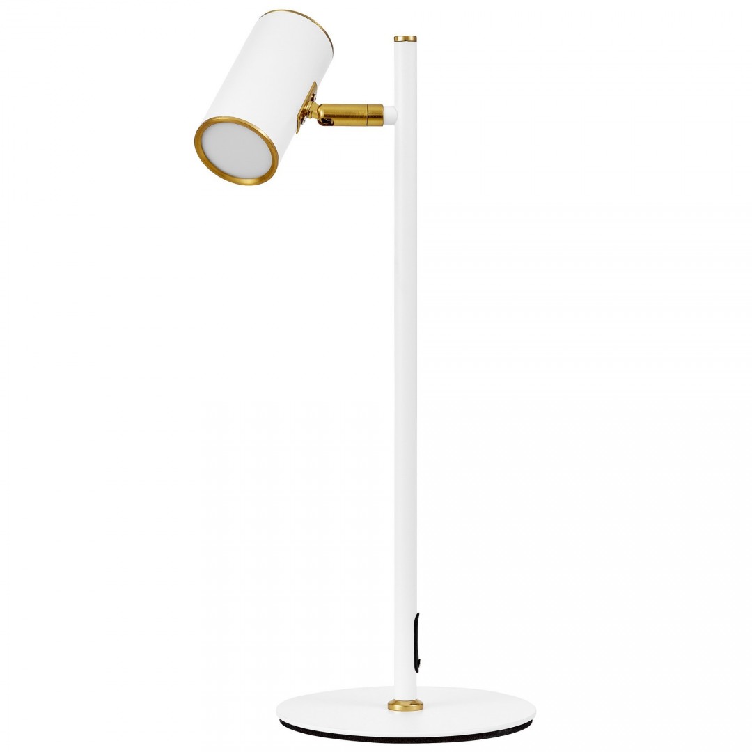 lampa biurkowa biało-złota szczotkowana mira lumina deco