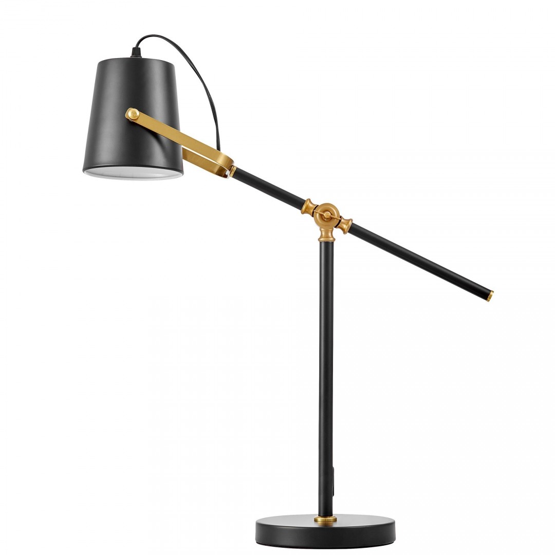 LAMPA BIURKOWA CZARNA-ZŁOTA SZCZOTKOWANA FELA LUMINA DECO