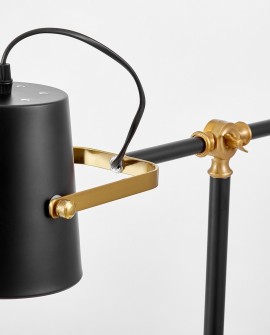 LAMPA BIURKOWA CZARNA-ZŁOTA SZCZOTKOWANA FELA LUMINA DECO