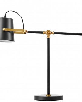 LAMPA BIURKOWA CZARNA-ZŁOTA SZCZOTKOWANA FELA LUMINA DECO