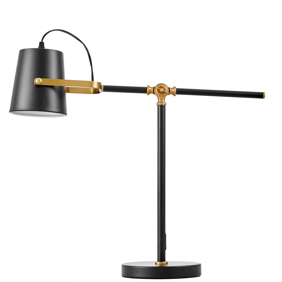 LAMPA BIURKOWA CZARNA-ZŁOTA SZCZOTKOWANA FELA LUMINA DECO