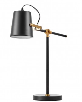 LAMPA BIURKOWA CZARNA-ZŁOTA SZCZOTKOWANA FELA LUMINA DECO