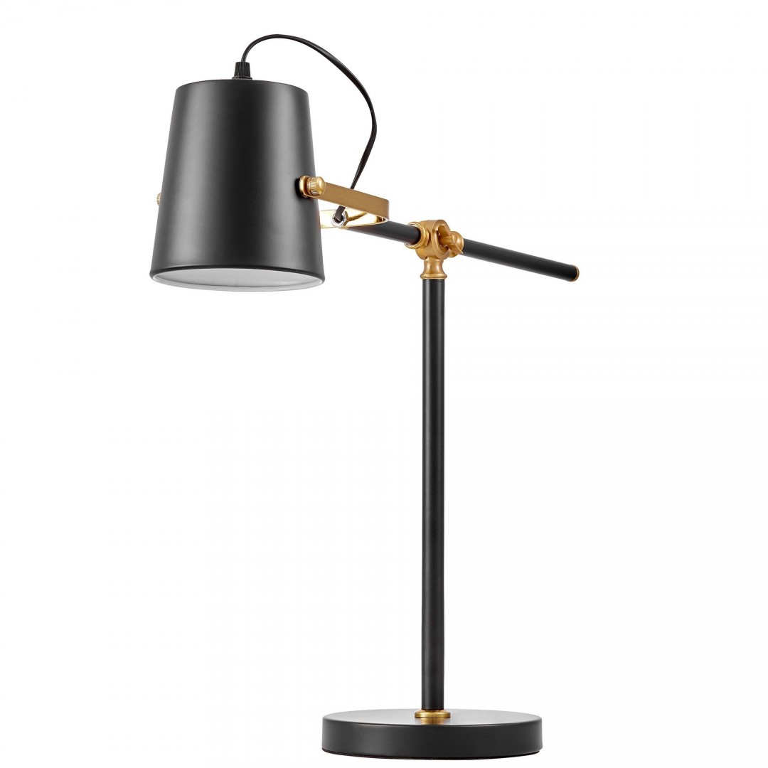 LAMPA BIURKOWA CZARNA-ZŁOTA SZCZOTKOWANA FELA LUMINA DECO
