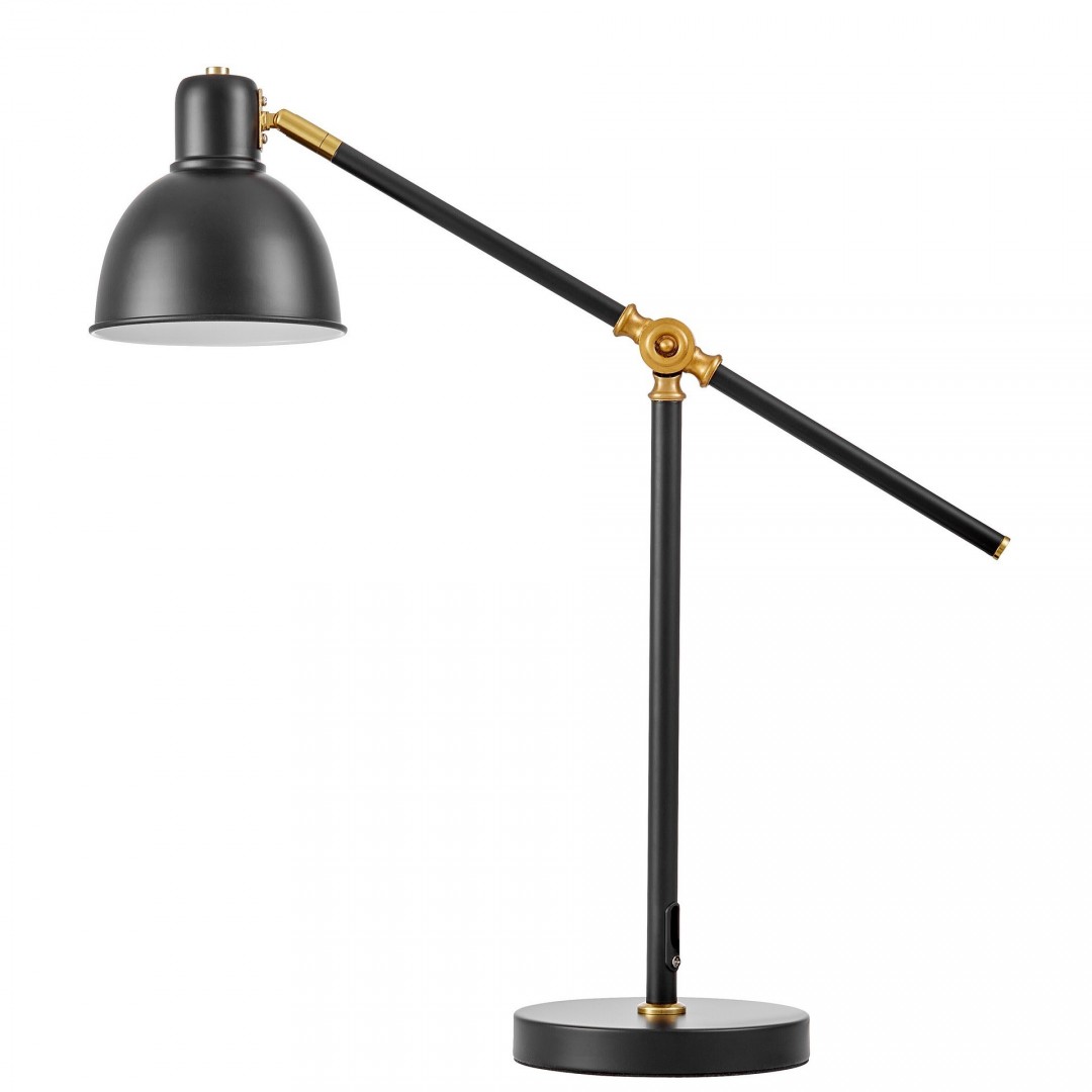 lampa biurkowa czarna złota szczotkowana zula lumina deco na białym tle