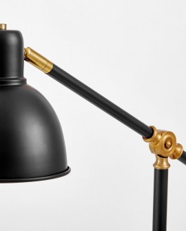 lampa biurkowa czarna złota szczotkowana zula lumina deco na białym tle