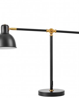 lampa biurkowa czarna złota szczotkowana zula lumina deco na białym tle