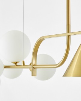 LAMPA WISZĄCA NOWOCZESNA ZŁOTO SZCZOTKOWANE BIAŁA AMADEO W7 LUMINA DECO