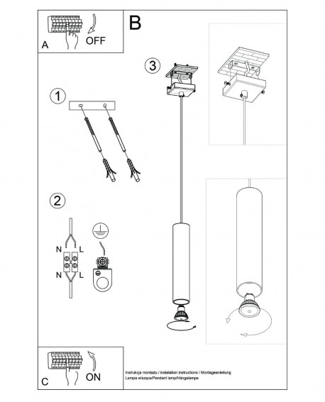 Lampa wisząca LAGOS 1 beżowa Sollux SL.1479