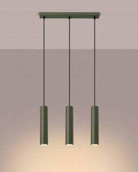 Lampa wisząca LAGOS 3L zielona oliwka Sollux SL.1486