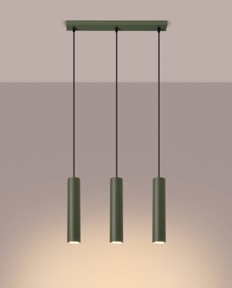 Lampa wisząca LAGOS 3L zielona oliwka Sollux SL.1486