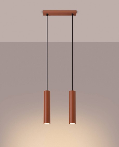 Lampa wisząca LAGOS 2 ochra czerwona Sollux SL.1490