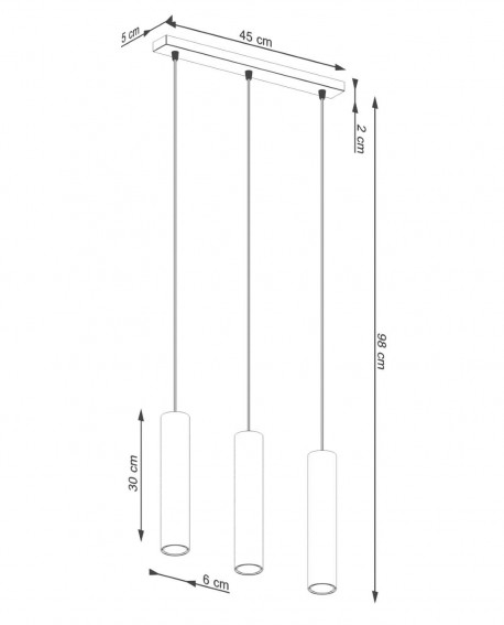 Lampa wisząca LAGOS 3L ochra czerwona Sollux SL.1491