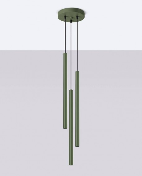 Lampa wisząca PASTELO 3 zielona oliwka Sollux SL.1520
