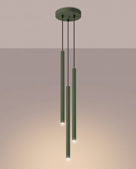 Lampa wisząca PASTELO 3 zielona oliwka Sollux SL.1520
