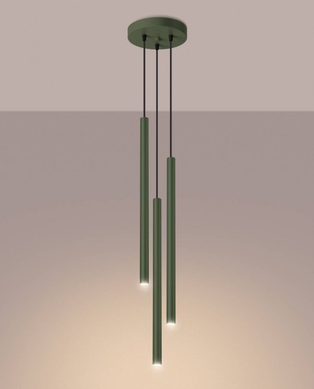 Lampa wisząca PASTELO 3 zielona oliwka Sollux SL.1520