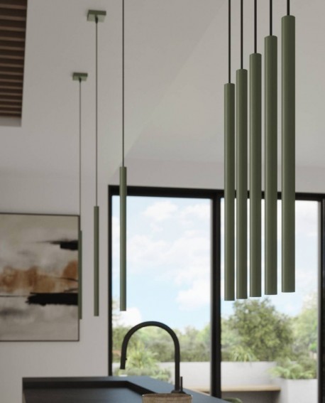 Lampa wisząca PASTELO 3 zielona oliwka Sollux SL.1520