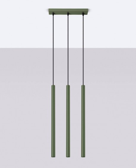 Lampa wisząca PASTELO 3P zielona oliwka Sollux SL.1521