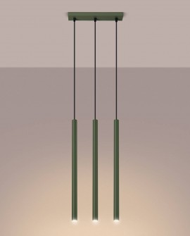Lampa wisząca PASTELO 3P zielona oliwka Sollux SL.1521