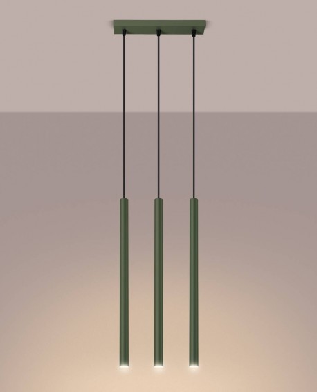 Lampa wisząca PASTELO 3P zielona oliwka Sollux SL.1521