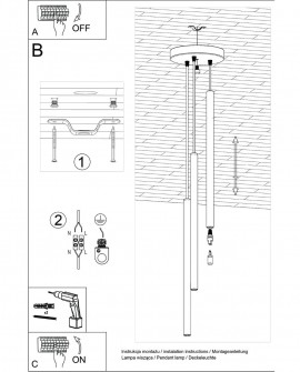 Lampa wisząca PASTELO 3P zielona oliwka Sollux SL.1521