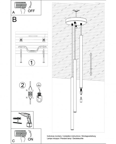 Lampa wisząca PASTELO 3P zielona oliwka Sollux SL.1521