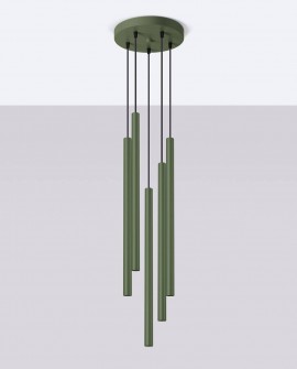 Lampa wisząca PASTELO 5P zielona oliwka Sollux SL.1522