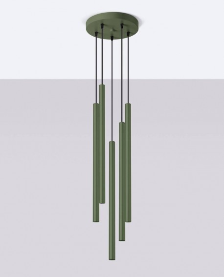 Lampa wisząca PASTELO 5P zielona oliwka Sollux SL.1522