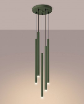 Lampa wisząca PASTELO 5P zielona oliwka Sollux SL.1522