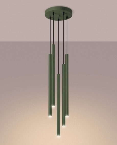 Lampa wisząca PASTELO 5P zielona oliwka Sollux SL.1522