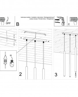 Lampa wisząca PASTELO 3 ochra czerwona Sollux SL.1526