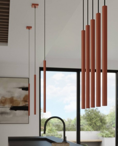 Lampa wisząca PASTELO 3 ochra czerwona Sollux SL.1526