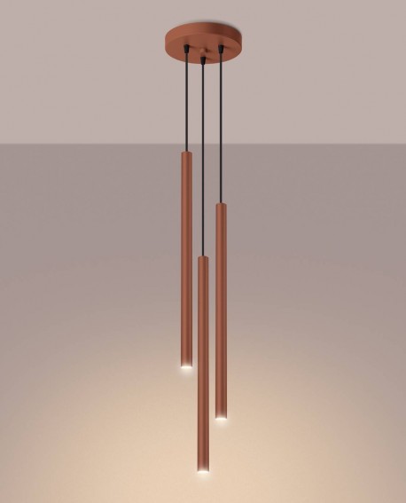 Lampa wisząca PASTELO 3P ochra czerwona Sollux SL.1527