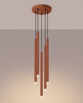 Lampa wisząca PASTELO 5P ochra czerwona Sollux SL.1528