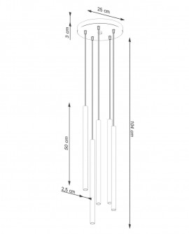 Lampa wisząca PASTELO 5P ochra czerwona Sollux SL.1528