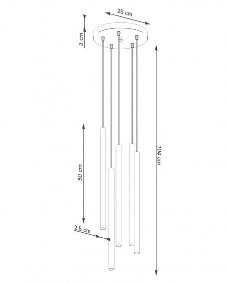 Lampa wisząca PASTELO 5P ochra czerwona Sollux SL.1528