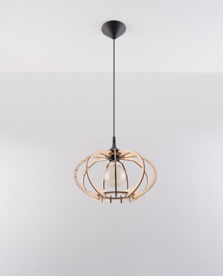 Lampa wisząca MANDELINO naturalne drewno Sollux SL.0392
