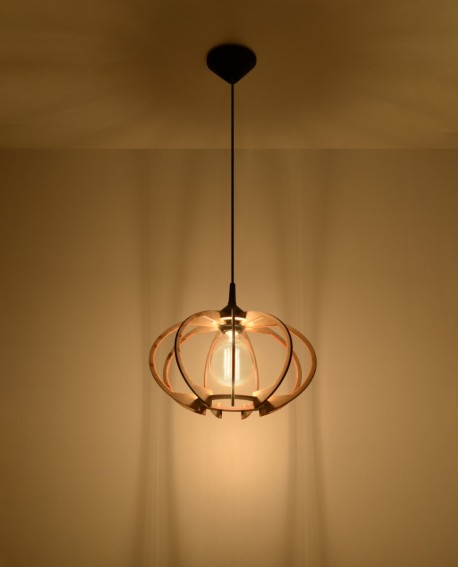 Lampa wisząca MANDELINO naturalne drewno Sollux SL.0392
