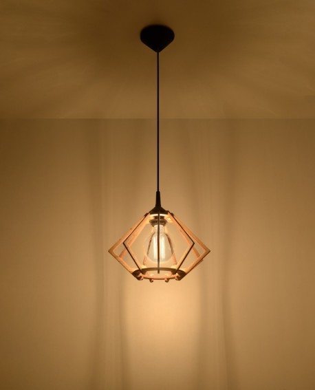 Lampa wisząca POMPELMO naturalne drewno Sollux SL.0393