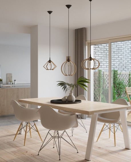 Lampa wisząca POMPELMO naturalne drewno Sollux SL.0393