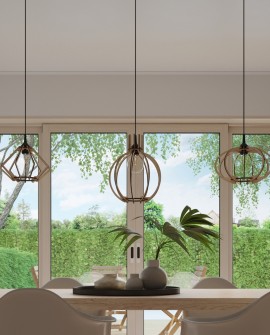 Lampa wisząca POMPELMO naturalne drewno Sollux SL.0393