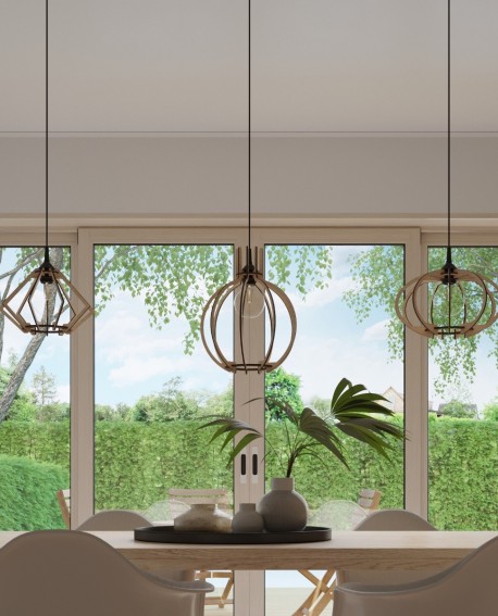 Lampa wisząca POMPELMO naturalne drewno Sollux SL.0393