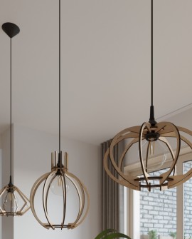 Lampa wisząca POMPELMO naturalne drewno Sollux SL.0393