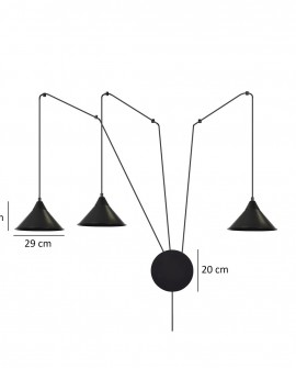 LAMPA WISZĄCA ABRAMO 3 CZARNA EMIBIG 160/3