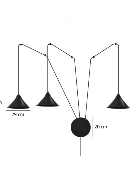 LAMPA WISZĄCA ABRAMO 3 CZARNA EMIBIG 160/3