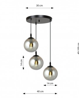LAMPA WISZĄCA COSMO 3 CZARNA PREMIUM GRAFITOWA EMIBIG 712/3PREM