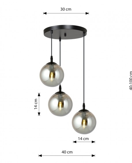 LAMPA WISZĄCA COSMO 3 CZARNA PREMIUM GRAFITOWA EMIBIG 712/3PREM